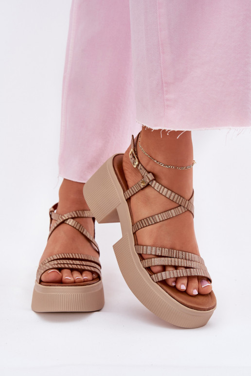 Sandalias de mujer Femenino Tiene queciejka 06990-25 color dorado Sandalias de mujer Femenino Tiene queciejka 06990-25 color dorado