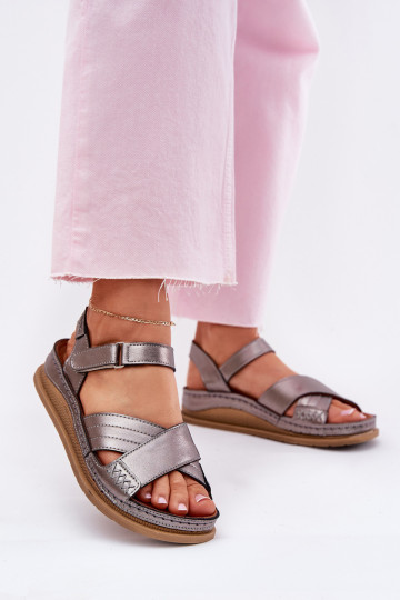 Sandalias de plataforma grises para mujer Tai turiciejka L7064-35