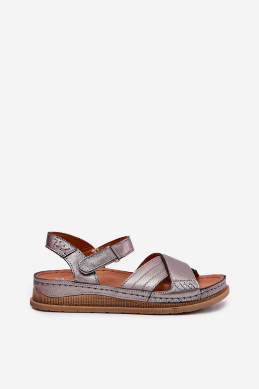Sandalias de mujer Femenino con una plataforma Tiene queciejka L7064-35 color gris Sandalias de mujer Femenino con una plataforma Tiene queciejka L7064-35 color gris