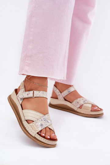 Sandalias de plataforma color marfil para mujer Tai turiciejka L7064-37 2