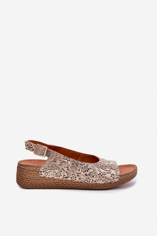 Sandalias de mujer Femenino en una cuña Tiene queciejka L7069-04 beige Sandalias de mujer Femenino en una cuña Tiene queciejka L7069-04 beige