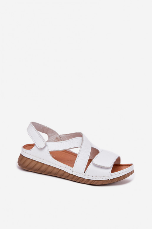 Sandalias de mujer Femenino con sujetadores adhesivos Tiene queciejka L6848-11 el color blanco Sandalias de mujer Femenino con sujetadores adhesivos Tiene queciejka L6848-11 el color blanco