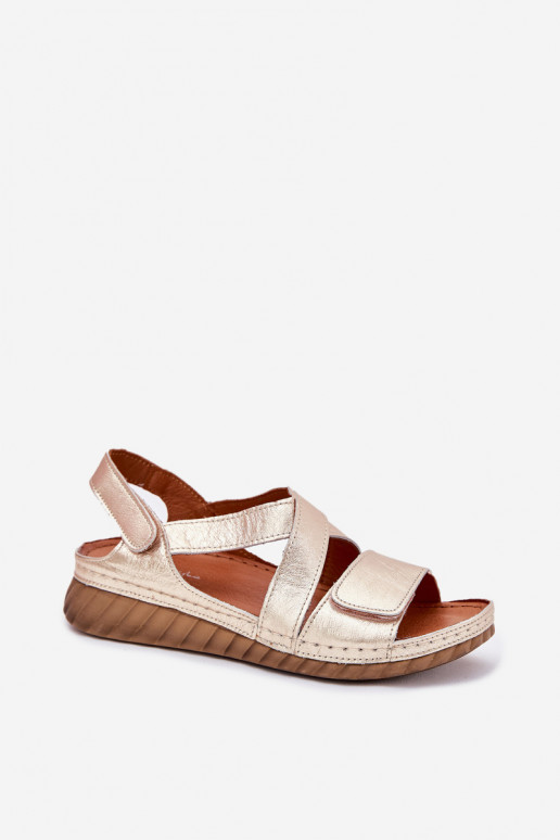 Sandalias de mujer Femenino con sujetadores adhesivos Tiene queciejka L6848-25 color dorado Sandalias de mujer Femenino con sujetadores adhesivos Tiene queciejka L6848-25 color dorado