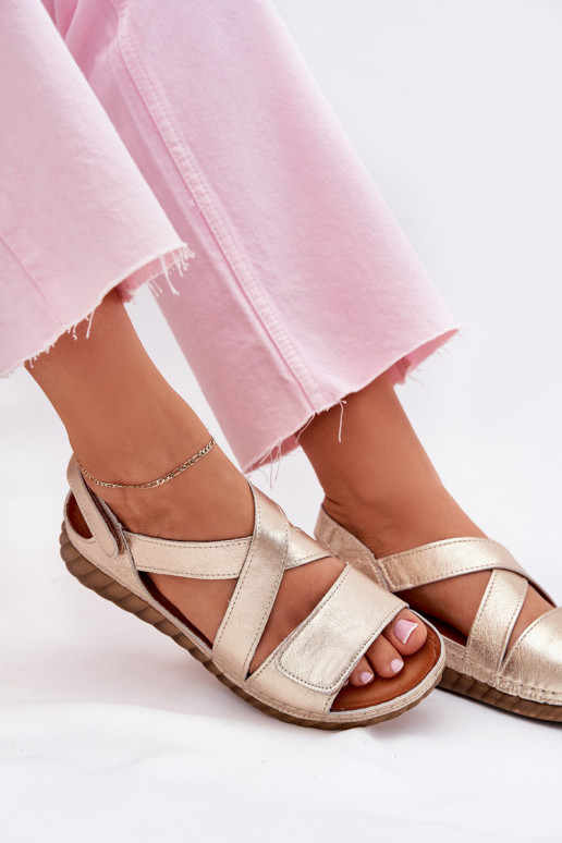 Sandalias de mujer Femenino con sujetadores adhesivos Tiene queciejka L6848-25 color dorado Sandalias de mujer Femenino con sujetadores adhesivos Tiene queciejka L6848-25 color dorado