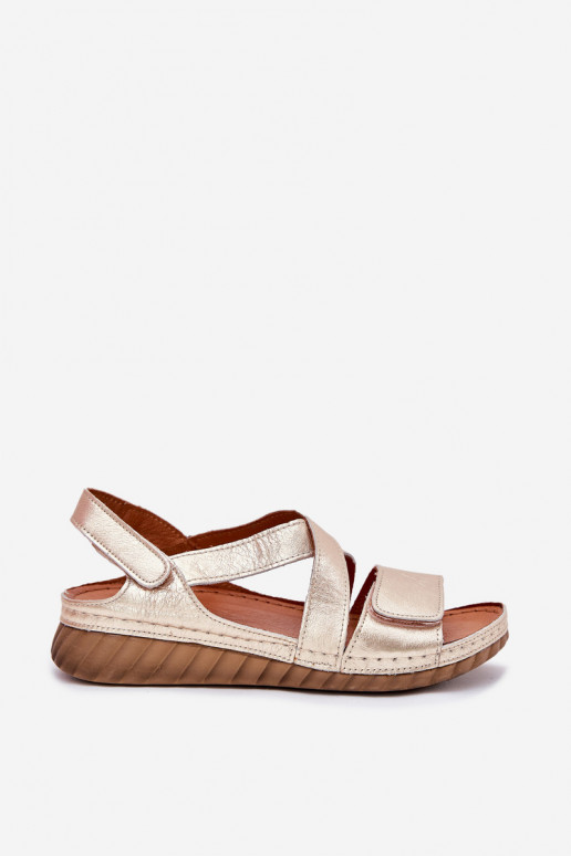 Sandalias de mujer Femenino con sujetadores adhesivos Tiene queciejka L6848-25 color dorado Sandalias de mujer Femenino con sujetadores adhesivos Tiene queciejka L6848-25 color dorado