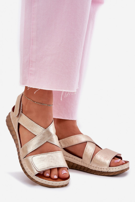 Sandalias de mujer Femenino con sujetadores adhesivos Tiene queciejka L6848-25 color dorado Sandalias de mujer Femenino con sujetadores adhesivos Tiene queciejka L6848-25 color dorado