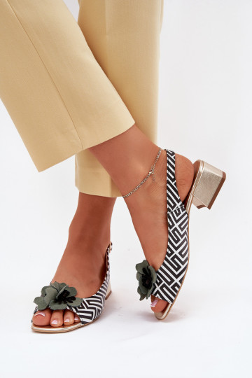 Sandalias de mujer Femenino reloj Con decoraciones Una flor Laura Messi 2973 Blanco-de color negro 2