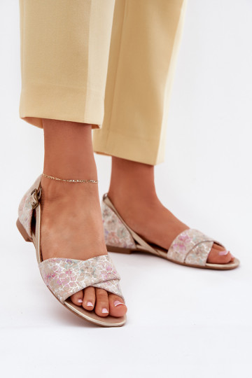 Sandalias para mujeres color arena planas Tai turiciejka 04614-22 2