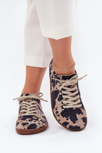 de gamuza zapatos casuales Barefoot Femenino EN Łaty Zazoo N1120 marrón-beige 2