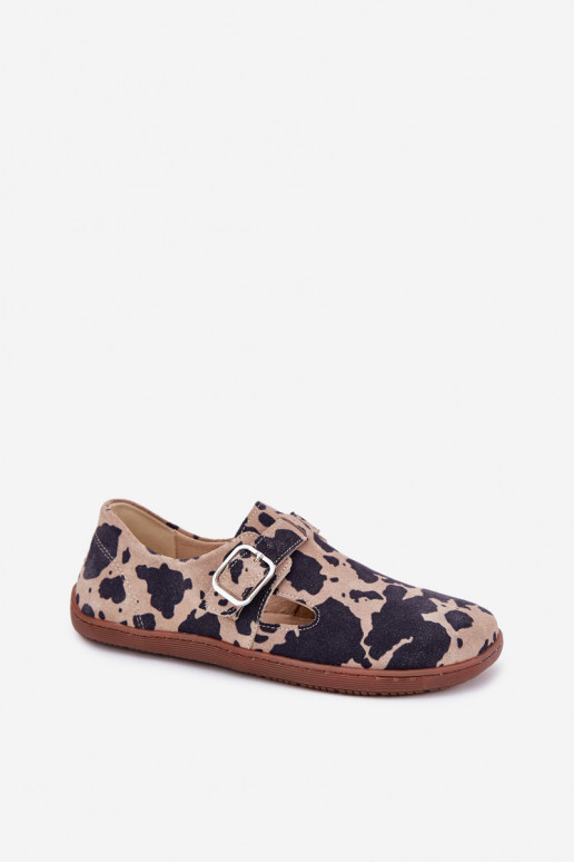 de gamuza zapatos Barefoot Femenino con hebillas Łaty Zazoo N1261 marrón-beige de gamuza zapatos Barefoot Femenino con hebillas Łaty Zazoo N1261 marrón-beige