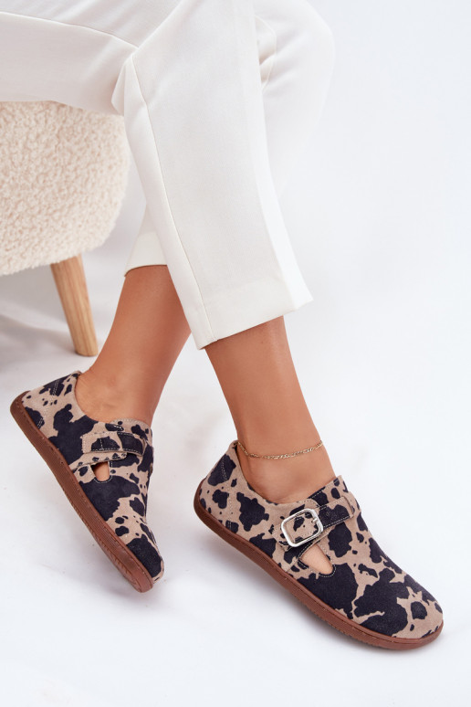 de gamuza zapatos Barefoot Femenino con hebillas Łaty Zazoo N1261 marrón-beige de gamuza zapatos Barefoot Femenino con hebillas Łaty Zazoo N1261 marrón-beige