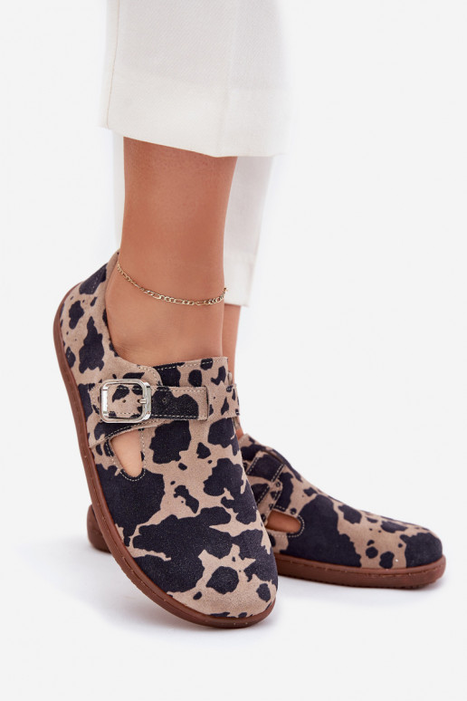 de gamuza zapatos Barefoot Femenino con hebillas Łaty Zazoo N1261 marrón-beige de gamuza zapatos Barefoot Femenino con hebillas Łaty Zazoo N1261 marrón-beige