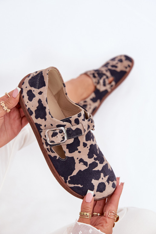 de gamuza zapatos Barefoot Femenino con hebillas Łaty Zazoo N1261 marrón-beige de gamuza zapatos Barefoot Femenino con hebillas Łaty Zazoo N1261 marrón-beige