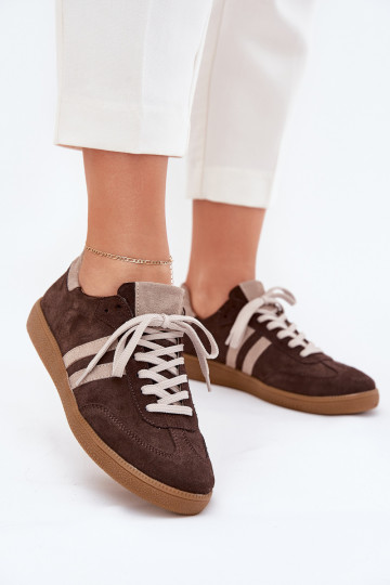 Zapatillas deportivas de gamuza color chocolate para mujeres Zazoo N1068 2