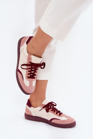 Zapatillas deportivas de cuero color rosa para mujeres Zazoo N1202