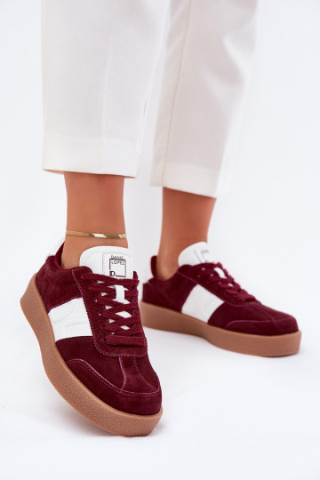 Zapatillas deportivas de gamuza color burdeos para mujeres Daniel Lopez Just Dare SS2D4023