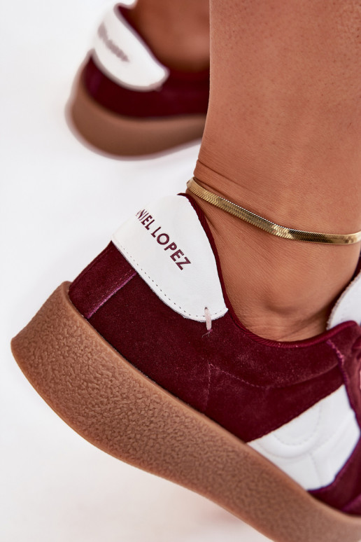 de gamuza Zapatillas modelo zapatos. Femenino Daniel Lopez Just Dare SS2D4023 borgoña de gamuza Zapatillas modelo zapatos. Femenino Daniel Lopez Just Dare SS2D4023 borgoña