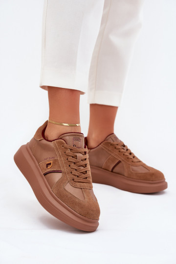 Zapatillas deportivas de mujer de piel con plataforma Daniel Lopez Just Dare SS2D4005 color marrón