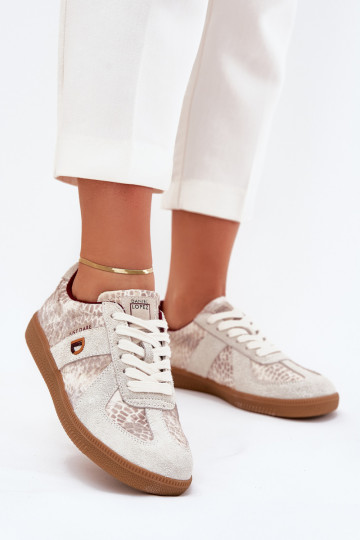 Zapatillas deportivas de mujer Daniel Lopez Just Dare SS2D4032 color arena con estampado de animales