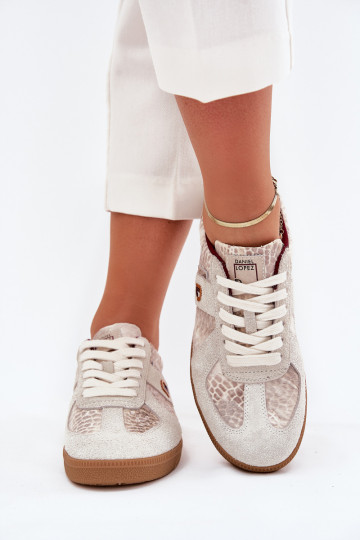 Zapatillas deportivas de mujer Daniel Lopez Just Dare SS2D4032 color arena con estampado de animales 2