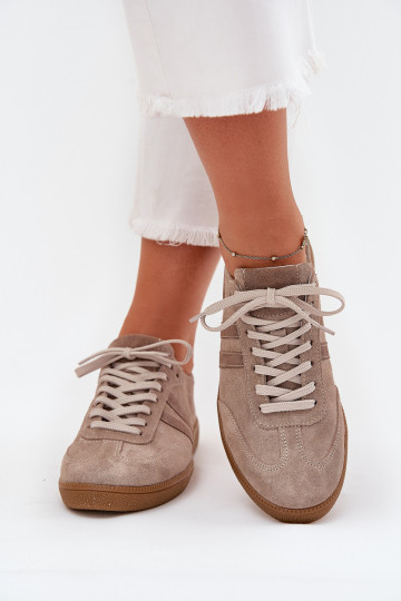 Botines de ante bajos para mujer Zazoo N1068 color arena 2