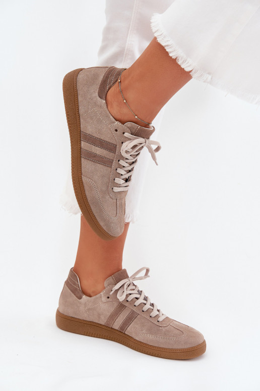 Zazoo N1068 de gamuza Bajo Zapatillas modelo zapatos. Femenino beige