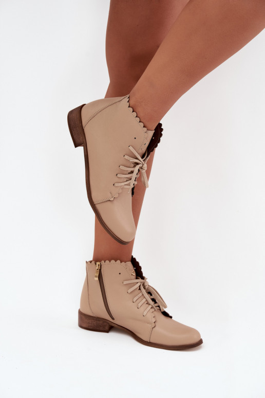 Zazoo 2964 Piel Botas con tacones anchos beige Zazoo 2964 Piel Botas con tacones anchos beige