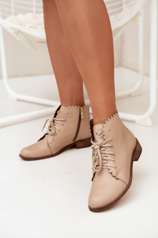 Zazoo 2964 Piel Botas con tacones anchos beige Zazoo 2964 Piel Botas con tacones anchos beige
