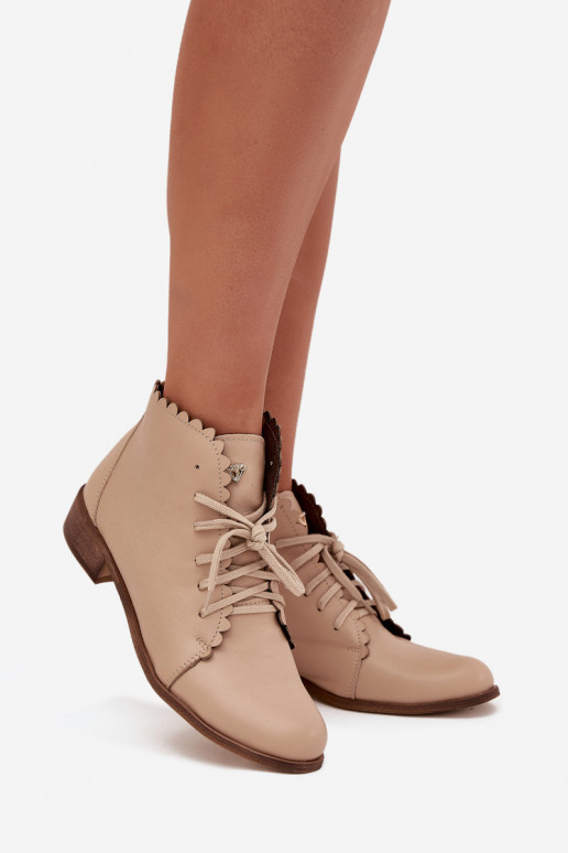 Zazoo 2964 Piel Botas con tacones anchos beige Zazoo 2964 Piel Botas con tacones anchos beige