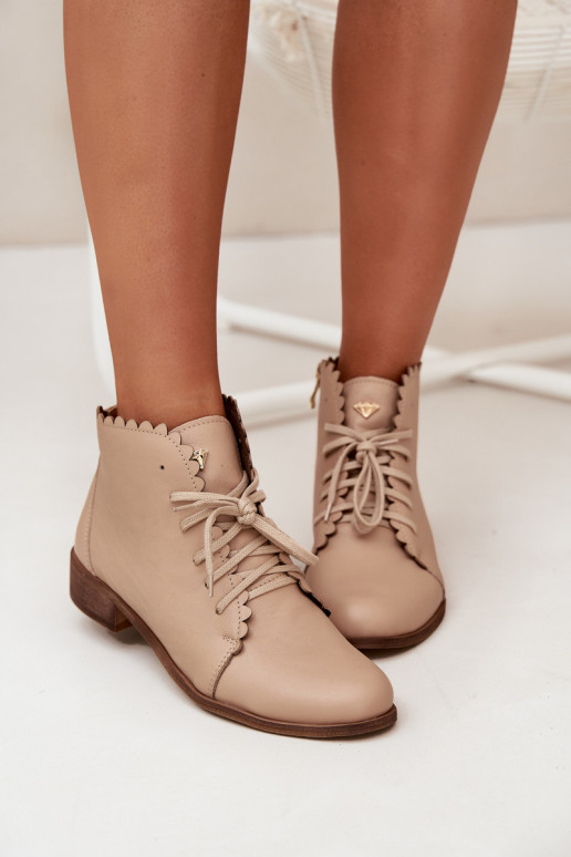 Zazoo 2964 Piel Botas con tacones anchos beige Zazoo 2964 Piel Botas con tacones anchos beige