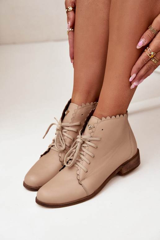 Zazoo 2964 Piel Botas con tacones anchos beige Zazoo 2964 Piel Botas con tacones anchos beige