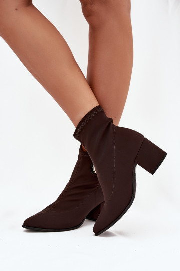 Botines de mujer con detalles en color dorado Zazoo 3128 color chocolate 2