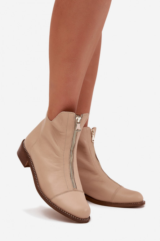 Piel Botas con cremalleras Zazoo 2785/079 beige