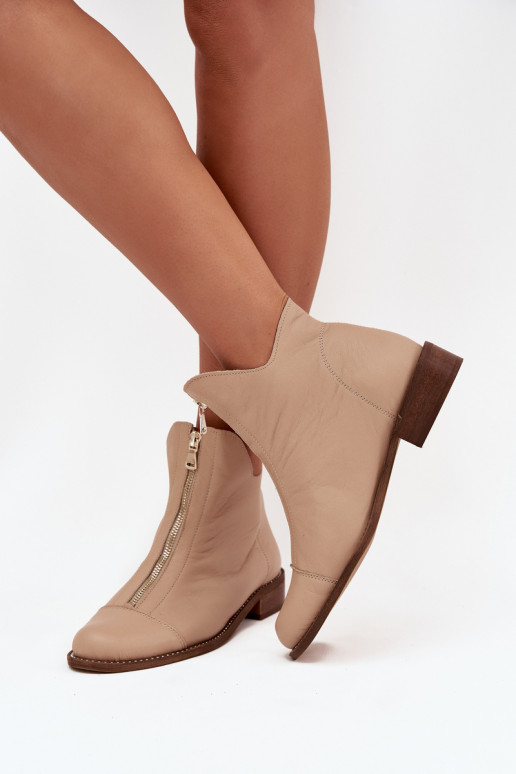 Piel Botas con cremalleras Zazoo 2785/079 beige
