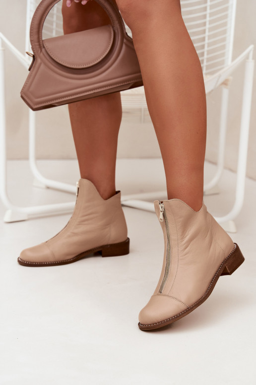 Piel Botas con cremalleras Zazoo 2785/079 beige