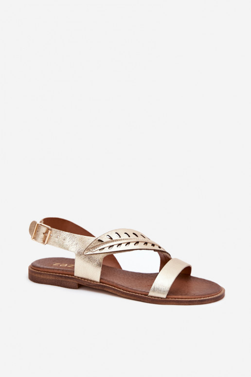 Sandalias de mujerActivadoturalnej Skóry con tacones anchos Zazoo 3564 color dorado Sandalias de mujerActivadoturalnej Skóry con tacones anchos Zazoo 3564 color dorado