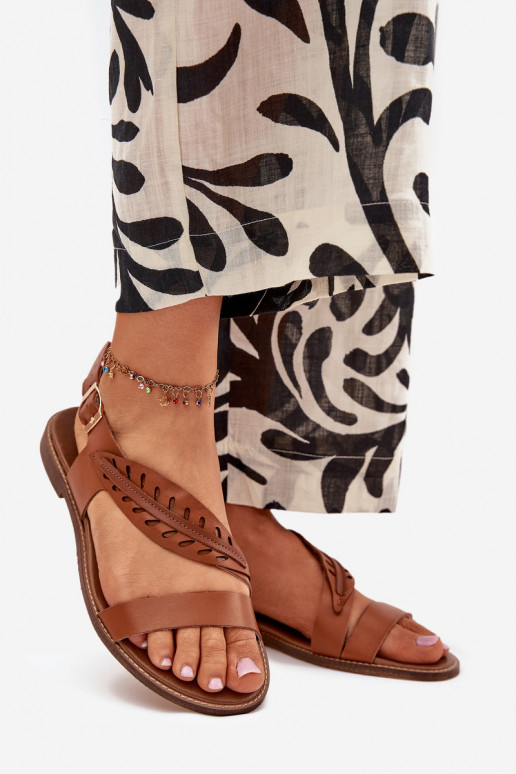 Sandalias de mujerActivadoturalnej Skóry con tacones anchos Zazoo 3564 color marrón Sandalias de mujerActivadoturalnej Skóry con tacones anchos Zazoo 3564 color marrón