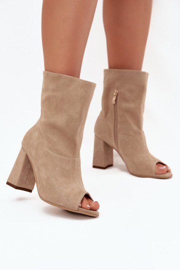 Botas tacón anteOdkrytymi Palcami Zazoo 3830 beige 2