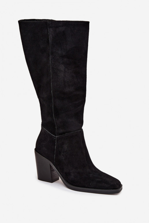 de gamuza botas con tacones Cerrar de color negro Lissara