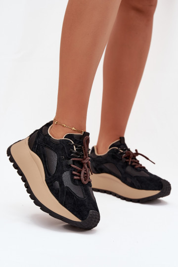 Piel Zapatillas modelo zapatos. con una plataforma Femenino Big Star SS274628 HI-POLY SYSTEM de color negro 2