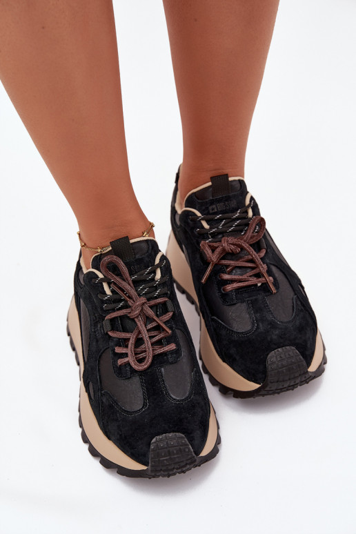 Piel Zapatillas modelo zapatos. con una plataforma Femenino Big Star SS274628 HI-POLY SYSTEM de color negro