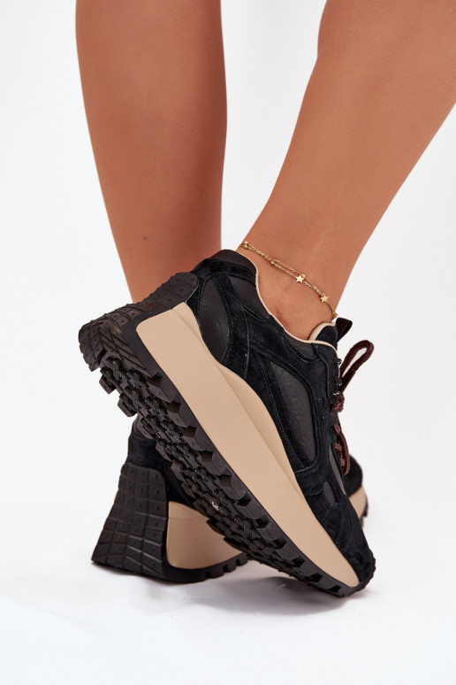 Piel Zapatillas modelo zapatos. con una plataforma Femenino Big Star SS274628 HI-POLY SYSTEM de color negro