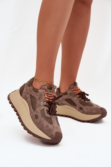 Piel Zapatillas modelo zapatos. con una plataforma Femenino Big Star SS274627 HI-POLY SYSTEM beige 2