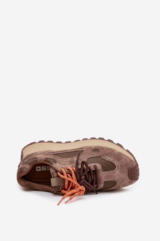 Piel Zapatillas modelo zapatos. con una plataforma Femenino Big Star SS274627 HI-POLY SYSTEM beige