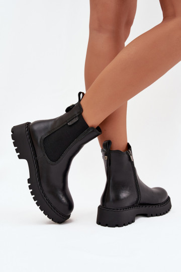 Botines de cuero elegantes y cálidos para mujer Big Star OO274109, negros