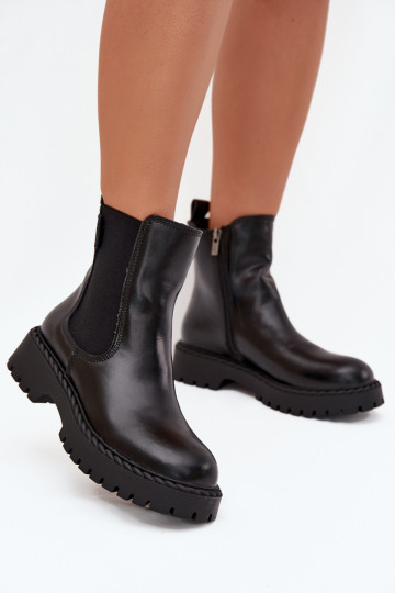 Botines de cuero elegantes y cálidos para mujer Big Star OO274109, negros 2