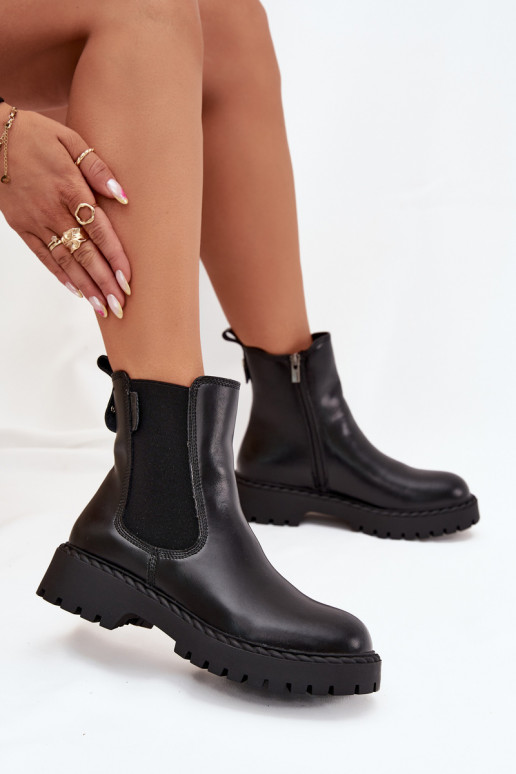 Piel botas con estilo Femenino calentamiento Al castillo Big Star OO274109 de color negro Piel botas con estilo Femenino calentamiento Al castillo Big Star OO274109 de color negro