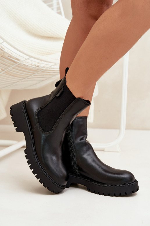 Piel botas con estilo Femenino calentamiento Al castillo Big Star OO274109 de color negro Piel botas con estilo Femenino calentamiento Al castillo Big Star OO274109 de color negro