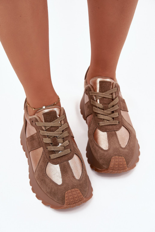 de gamuza Zapatillas modelo zapatos. Femenino calentamiento con una plataforma Big Star OO274A218 HI-POLY SYSTEM color marrón