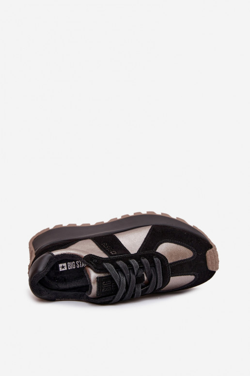 de gamuza Zapatillas modelo zapatos. Femenino calentamiento con una plataforma Big Star OO274A217 HI-POLY SYSTEM de color negro